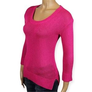 RALPH LAUREN Hot‎ Pink Acrylic Knit Scoop Neck Lightweight Sweater​​​